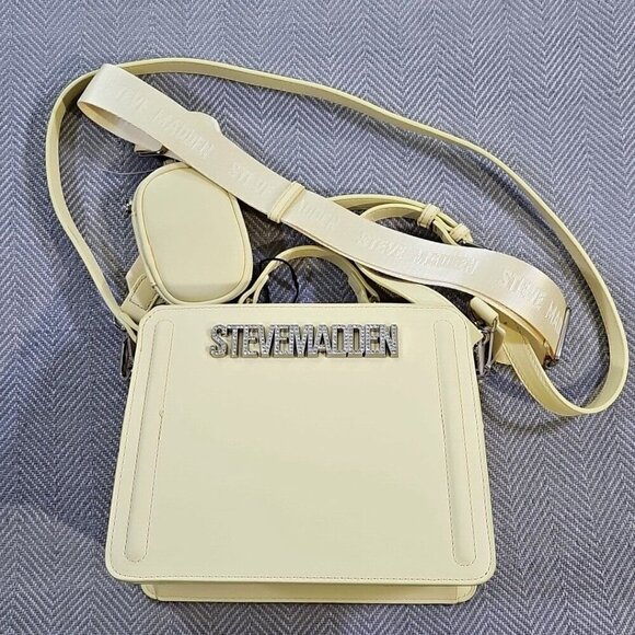 Steve Madden NWT Bevelyn-G Satchel Butter Yellow Crossbody Rhinestones Bling - Picture 1 of 16